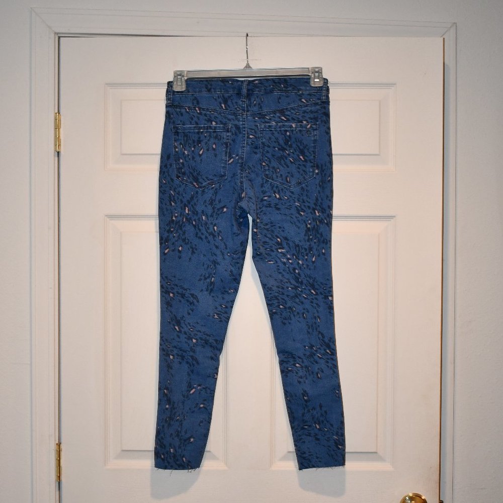 Jessica Simpson Blue Cheetah Print Adored High Rise Ankle Skinny Jeans NEW Sz 28 - Picture 4 of 5
